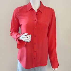 Equipment Brand Silk Coral Classic Button Down Shirt Blouse